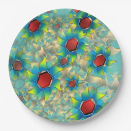 Plato De Papel Flores virtuales diferentes, pétalos azules sobre 