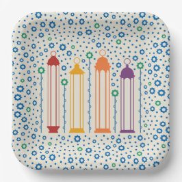 Plato De Papel Flores y faroles