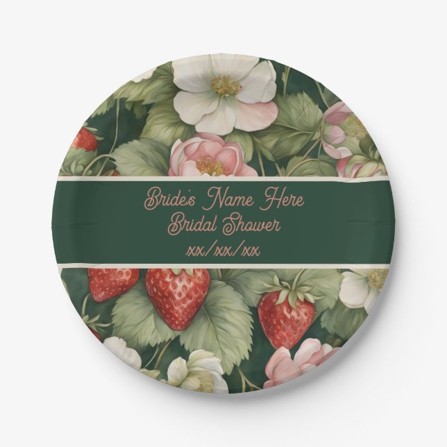 Plato De Papel Flores y fresas de "Berry in Love" (Anverso)