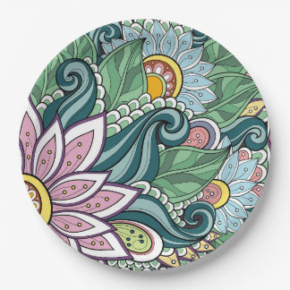 Plato De Papel Flores Y Placas De Papel Personalizado Swirl P21 D