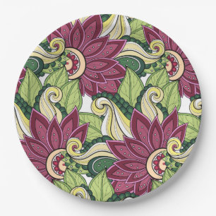 Plato De Papel Flores Y Placas De Papel Personalizado Swirl P4 De