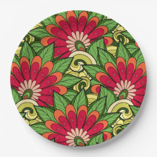 Plato De Papel Flores Y Placas De Papel Personalizado Swirl P6 De