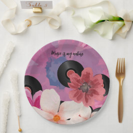 Plato De Papel Flores y vinilo