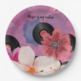 Plato De Papel Flores y vinilo