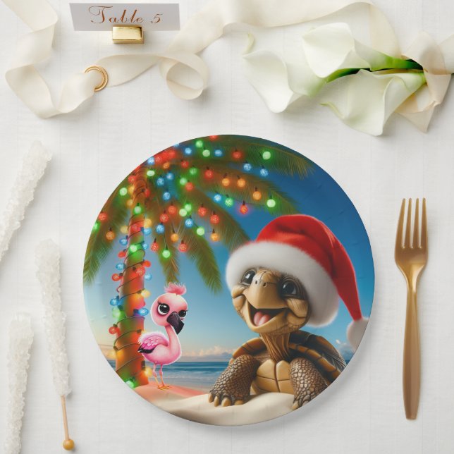 PLATO DE PAPEL FLORIDA CHRISTMAS PARTY PLATES (Boda)