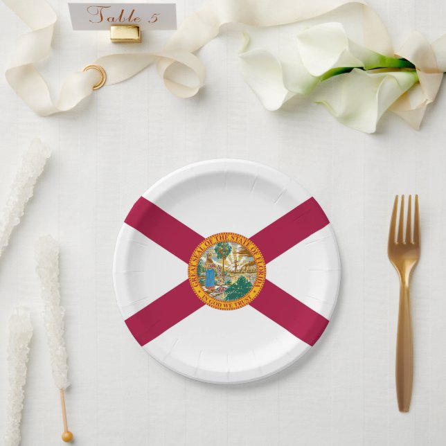 Plato De Papel Floridian Flag, Flag of Florida (Boda)