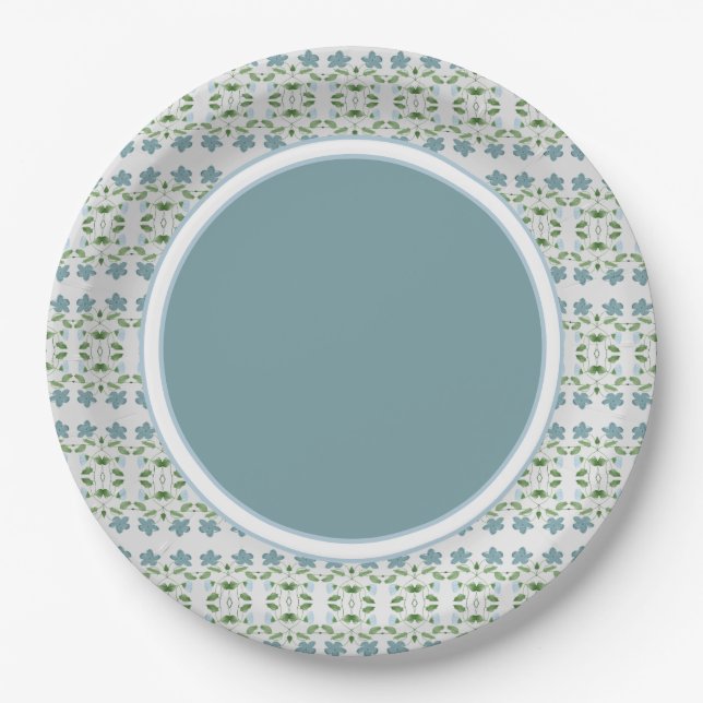 Plato De Papel Florido con azul (Anverso)