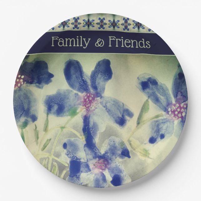 Plato De Papel Florido Con Una Mezcla De Patrones (Anverso)