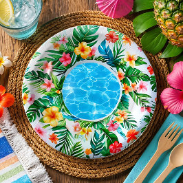 Plato De Papel Flotador de Piscina Tropical