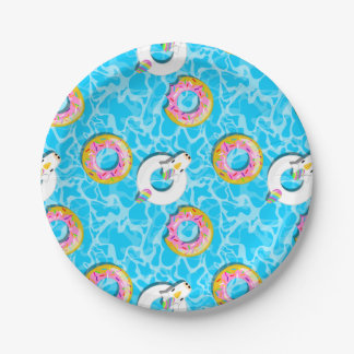 Plato De Papel Flotas de unicornio y donut