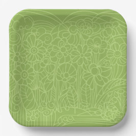 Plato De Papel Flower Garden Green