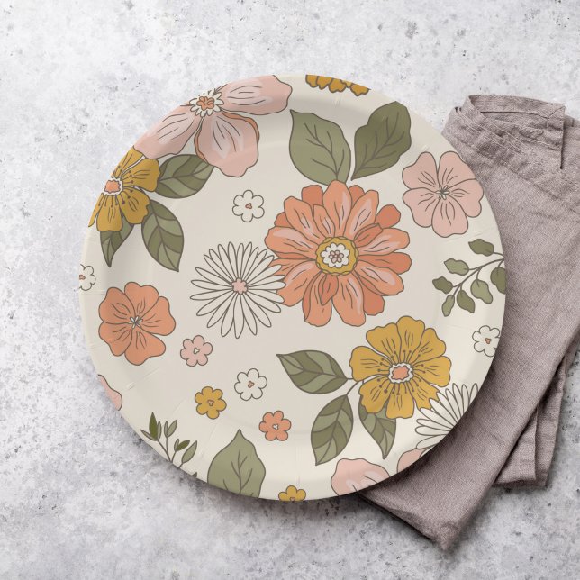 Plato De Papel Flower Groovy | Boho | Documento temático de los a (Subido por el creador)