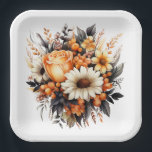 Plato De Papel Flowering Bouquet<br><div class="desc">A Beautiful Paper Plate Of A Fall Floral Bouquet Of Orange,  Yellow And White Flowers For Any Occasion</div>