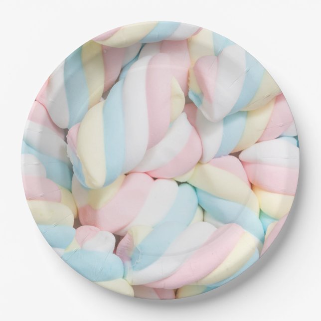 Plato De Papel Fluffy Marshmallow Twists Candy (Anverso)