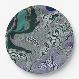 Plato De Papel "Flujo de mármol esmeralda"