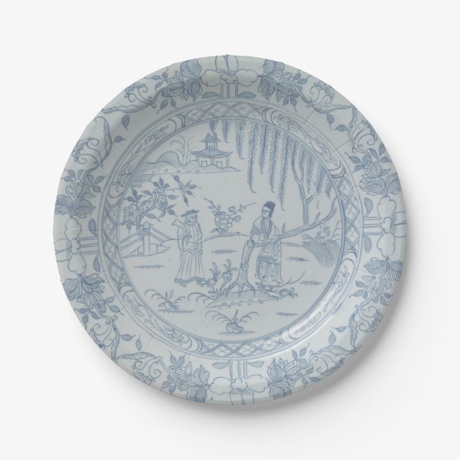 Plato De Papel Flujos de sauce de chinoiserie chinoiserie azul fa (Anverso)