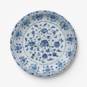 Plato De Papel Flujos florales de chinoiserie floral de porcelana