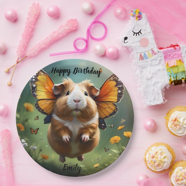 Plato De Papel "Flutter Paws: La cobaya sale volando" (Fiesta)