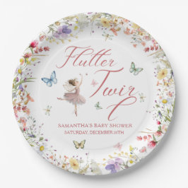 Plato De Papel Flutter y Twirl Alas Mágicas Baby Shower