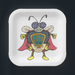 Plato De Papel Fly God Superhero Fly Insect Character<br><div class="desc">Serve up your snacks on these Fly God paper plates for a truly heroic dining experience. These durable plates feature a central superhero insect character that adds a fun retro comic art vibe to any celebration. Ideal for pizza parties, picnics, or birthday events, the urban streetwear graphic design ensures your...</div>