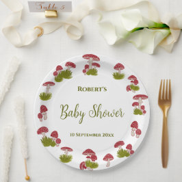Plato De Papel Fly Mushroom Goblincore Garden Baby Shower
