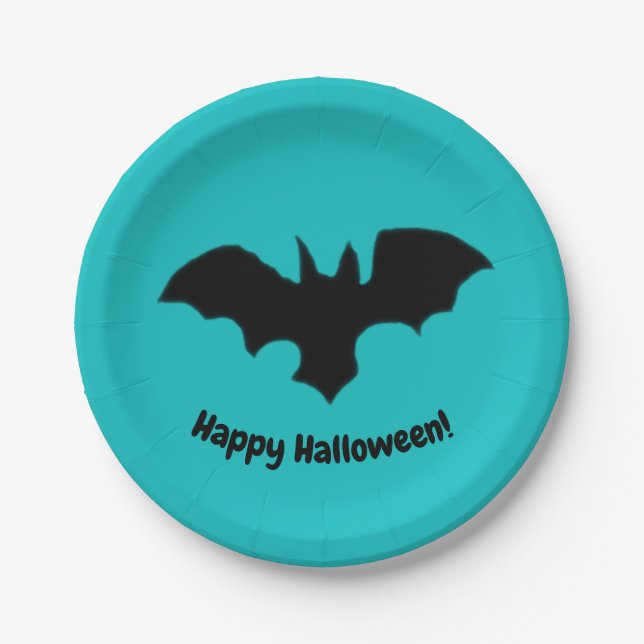 Plato De Papel Flying Bat on Teal (Anverso)