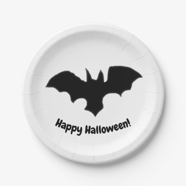 Plato De Papel Flying Bat on White (Anverso)