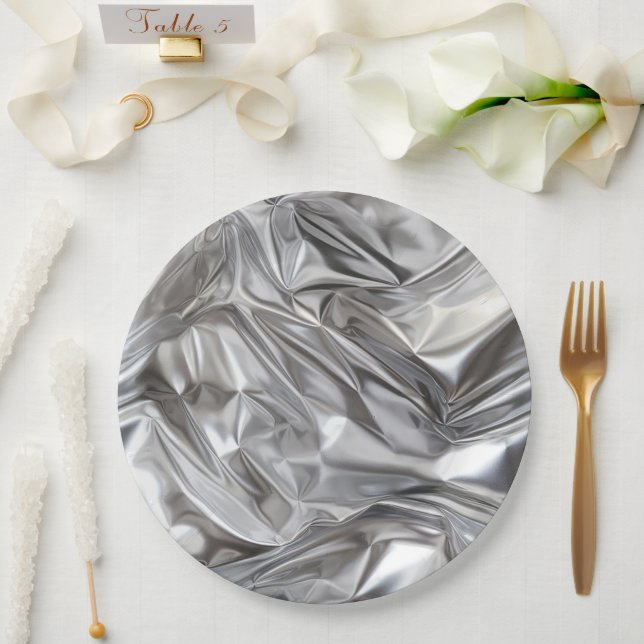 Plato De Papel Foil Crinkle Pattern (Boda)