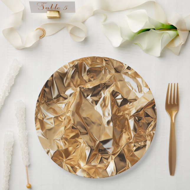 Plato De Papel Foil Crinkle Pattern (Boda)