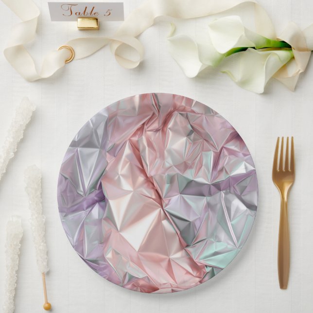 Plato De Papel Foil Crinkle Pattern (Boda)