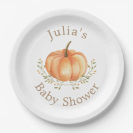 Plato De Papel Foliage de Boho Pumpkin otoño en Baby Shower