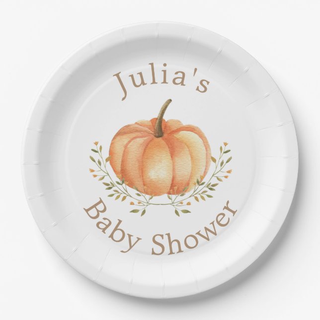Plato De Papel Foliage de Boho Pumpkin otoño en Baby Shower (Anverso)