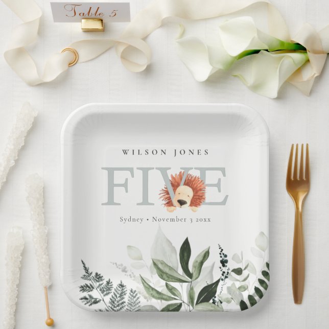 Plato De Papel Foliage de León Cute Boho Quinta Fiesta de Cumplea (Boda)