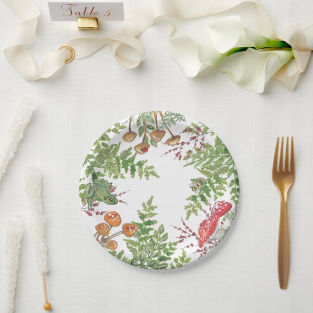 Plato De Papel Foliage rubio de rana silvestre (Boda)