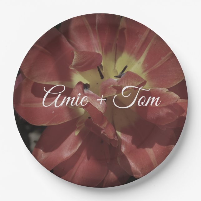 Plato De Papel Folidage Tulip Photo Boda Placas de papel Personal (Anverso)