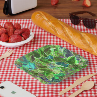 Plato De Papel Follaje de Hojas Verdes