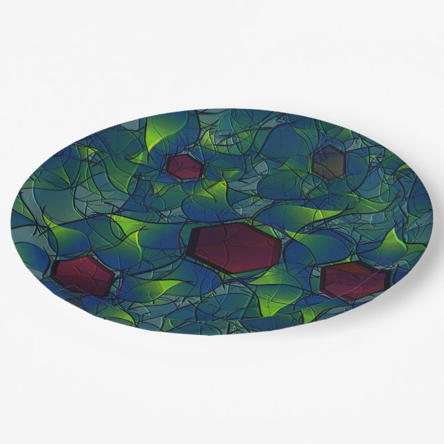 Plato De Papel Folleto virtual con puntas rojas oscuras con hexág (Angular)