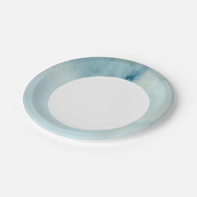 Plato De Papel fondo acuático en azul pastel y amarillo (Angular)