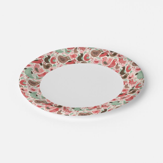 Plato De Papel fondo con pájaros lindos (Angular)