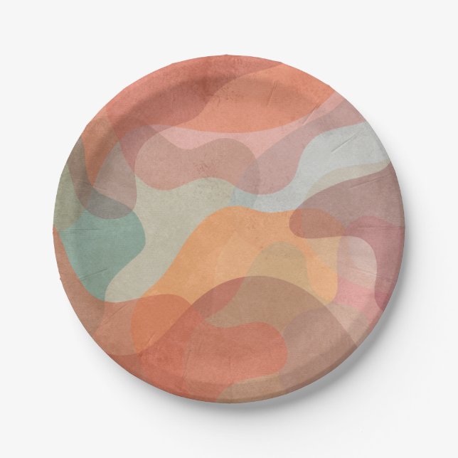 Plato De Papel Fondo de blobs pastel superpuestos abstractos (Anverso)