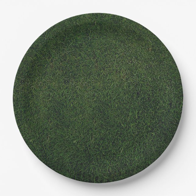 Plato De Papel Fondo de hierba verde (Anverso)