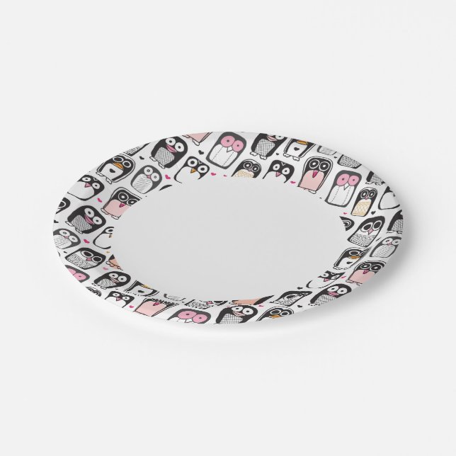 Plato De Papel fondo de ilustracion de pingüino (Angular)