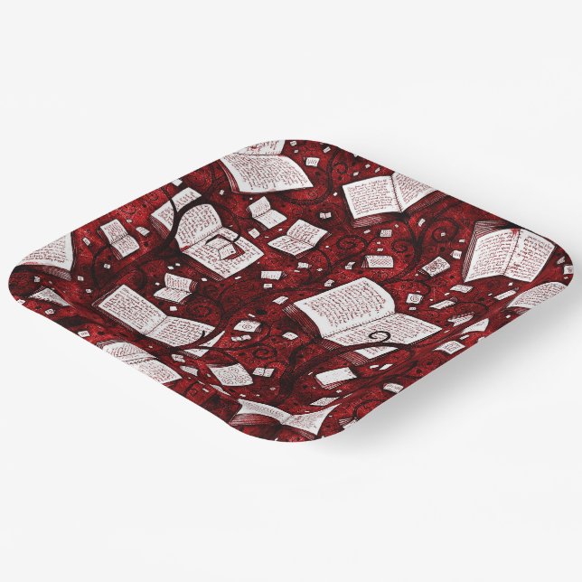 Plato De Papel Fondo de los Libros Rojos (Angular)