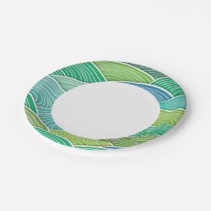 Plato De Papel Fondo de ondas verdes abstractas y onduladas
