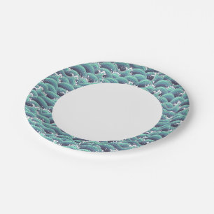 Plato De Papel Fondo decorativo de ondas marinas