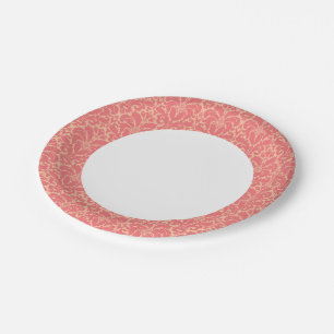 Plato De Papel Fondo del damasco de estilo barroco