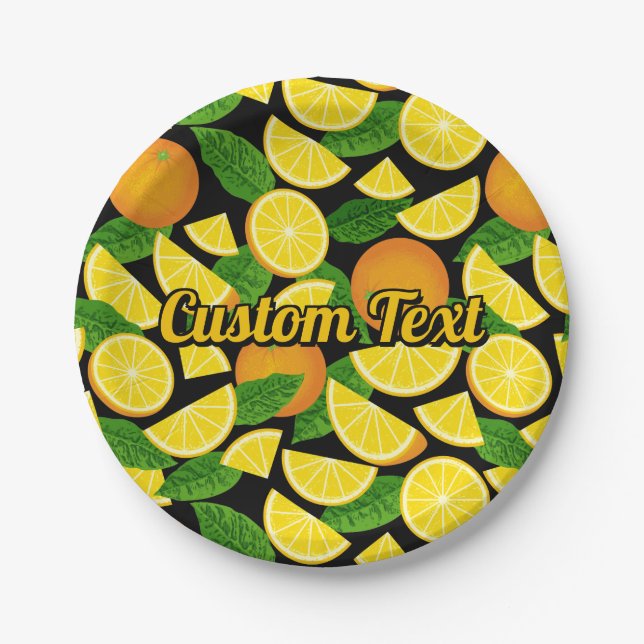 Plato De Papel Fondo del naranja (Anverso)