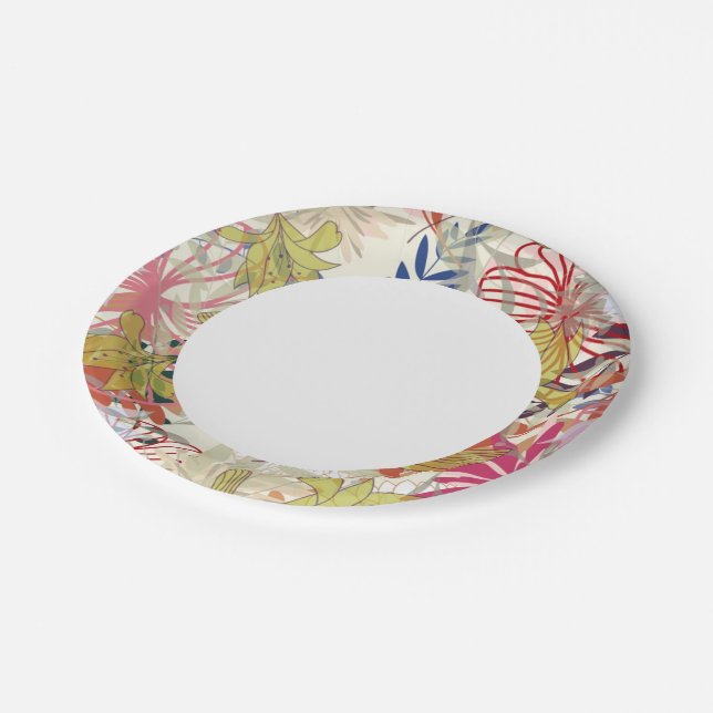 Plato De Papel Fondo floral 6 (Angular)