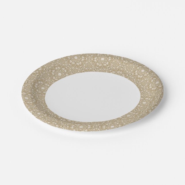 Plato De Papel Fondo floral ornamental (Angular)