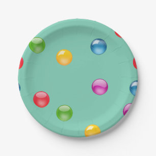 Plato De Papel Fondo Multicolor Shiny Polkadot Confetti DIY